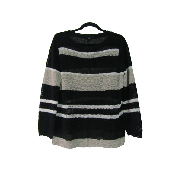 Anne Taylor Black Cable Knit Sweater size L Coastal Nautical Boho Y2K 90s VTG - Picture 1 of 8